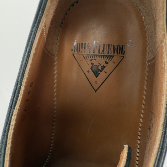 JOHN FLUEVOG Moneymaker Goodyear Welt Leather Sole Black Derby Shoes Size 8 - Picture 10 of 15